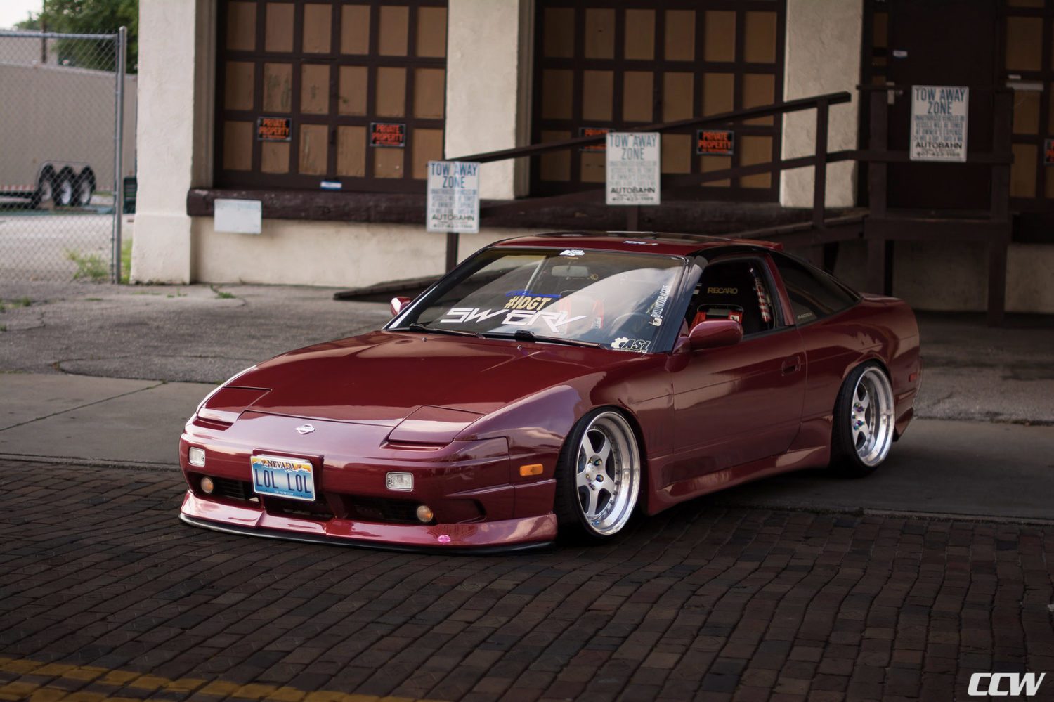 Burgundy Nissan S13 240sx - CCW LM5 Three-Piece Wheels