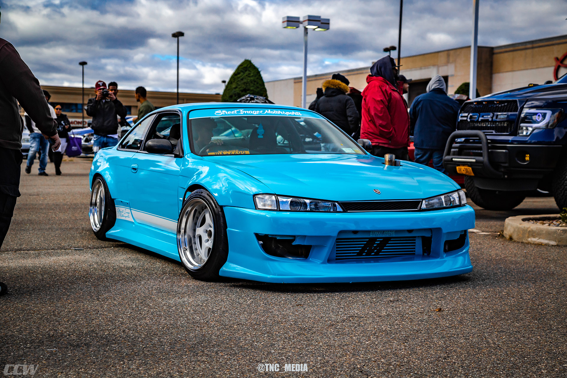 Mexico Blue Nissan 240sx S14 - CCW LM5T Three-Piece Forged Wheels in White