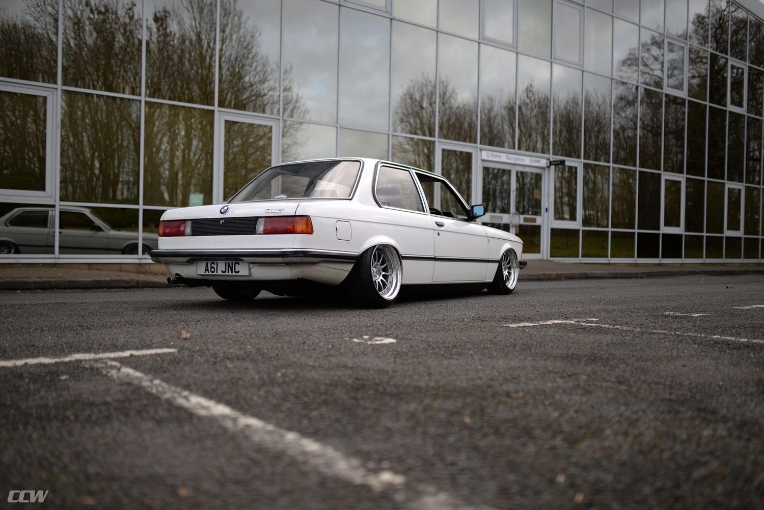 Bagged White BMW E21 316i - CCW D110 Wheels - Polished