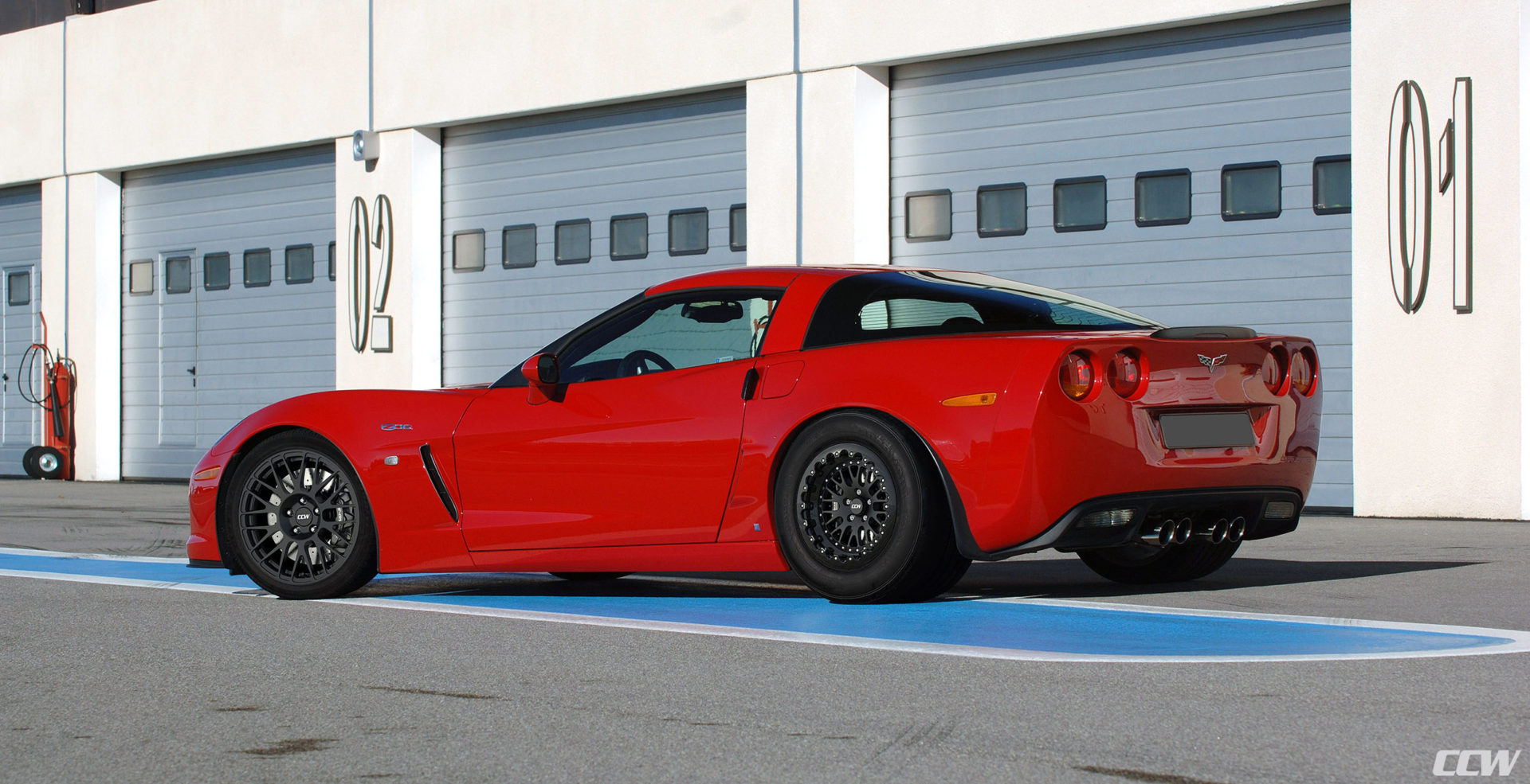 Rendering Red Chevrolet C6 Z06 Corvette Ccw Classic Beadlock Matte