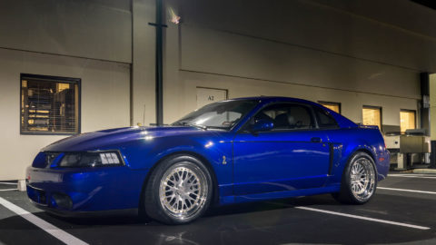 Blue 2003 4th Generation Ford Mustang Cobra - CCW Classic Brushed Wheels w/ Polished Lips
