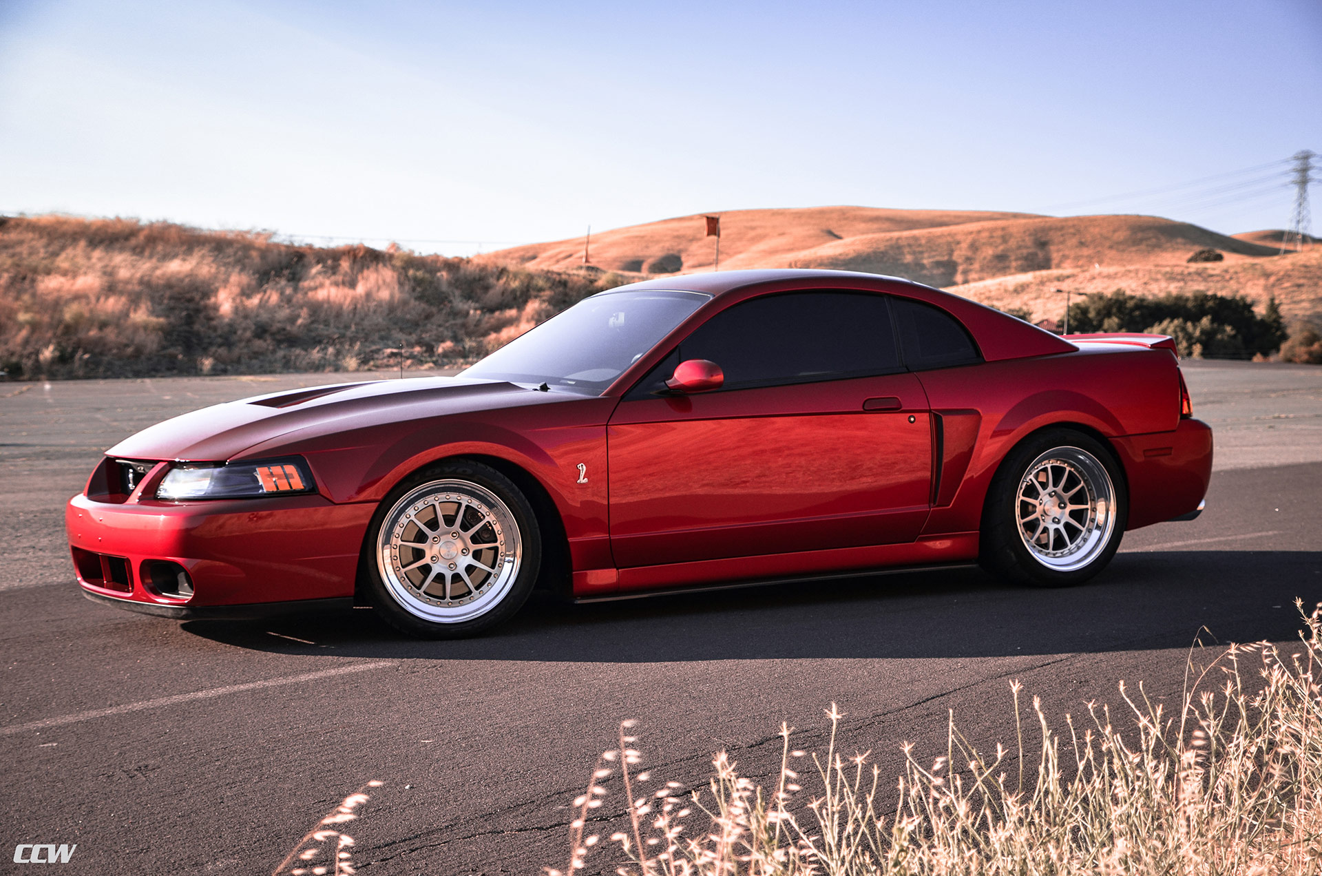 Red Ford Mustang 4th Gen 03 SVT Cobra Terminator - CCW D110 Wheels in Brushed w Polished Lips