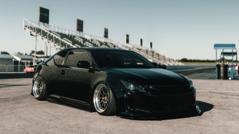 Bagged Black Scion TC - CCW D110 Wheels in Gunmetal With Polished Lips