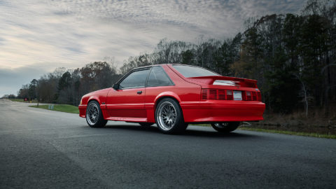 Red Ford Mustang Foxbody - CCW Twisted Classic Wheels in Brushed Gunmetal w/ Polished Lips